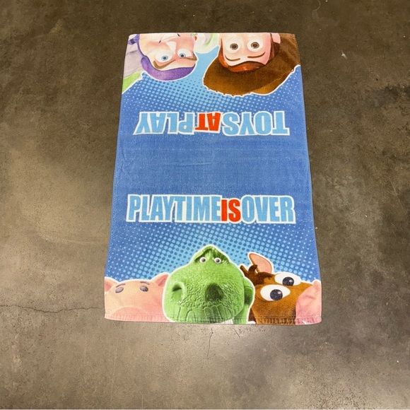Vintage Toy Story “Toys at Play / Playtime Is Over” Towel Woody Buzz Rex - Picture 2 of 6